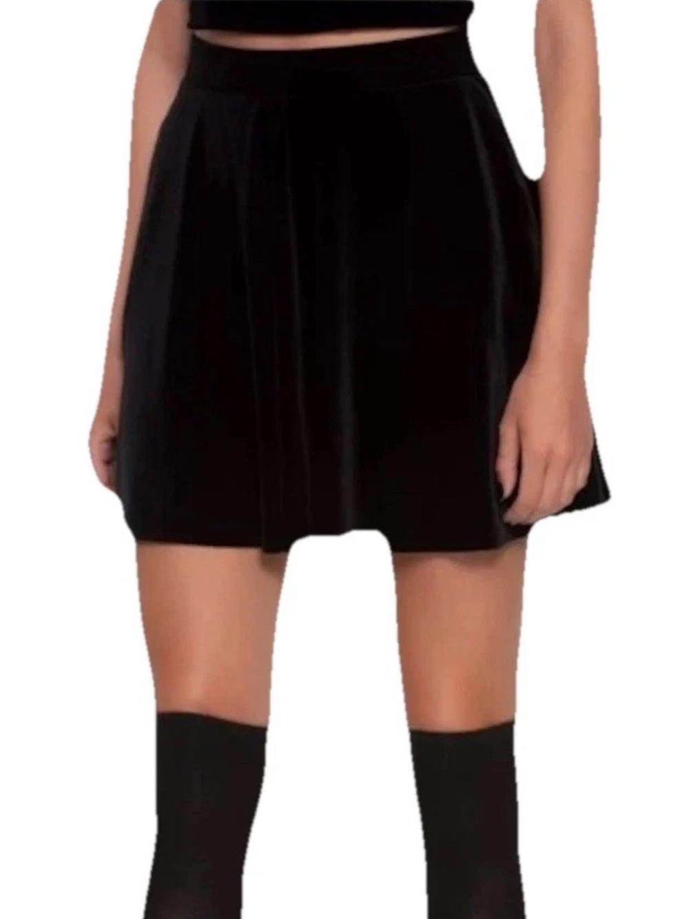 Hot Topic Black Velvet Skater Skirt Size M Gothic Whimsigoth Mini With Pockets